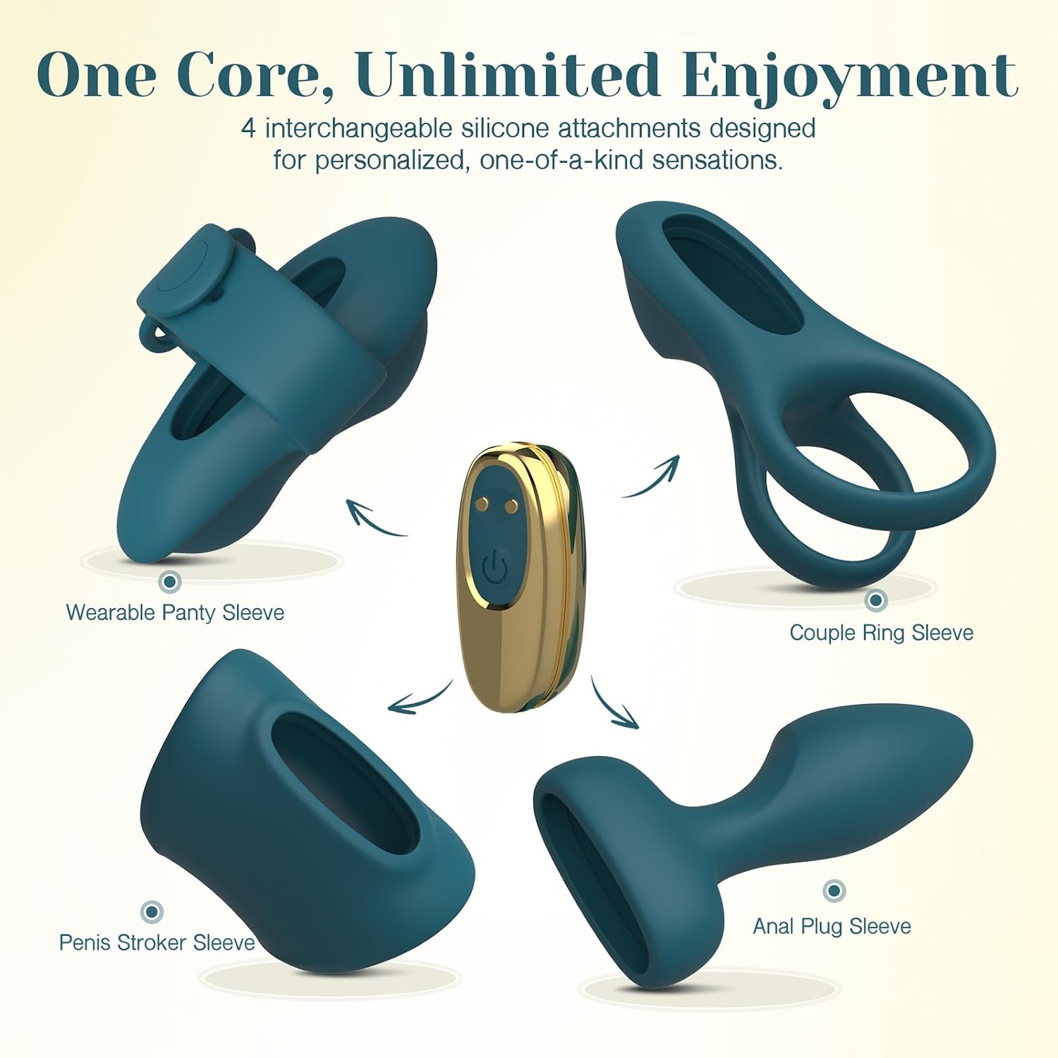 Vibrator Kit for Couples, Removable Vibrating Bullet with 4 Silicone Attachments (Cock Ring, Wearable Panty, Butt Plug, Penis Stroker) — Remote Control Adult Sex Toys for Women & Partner - Image 2
