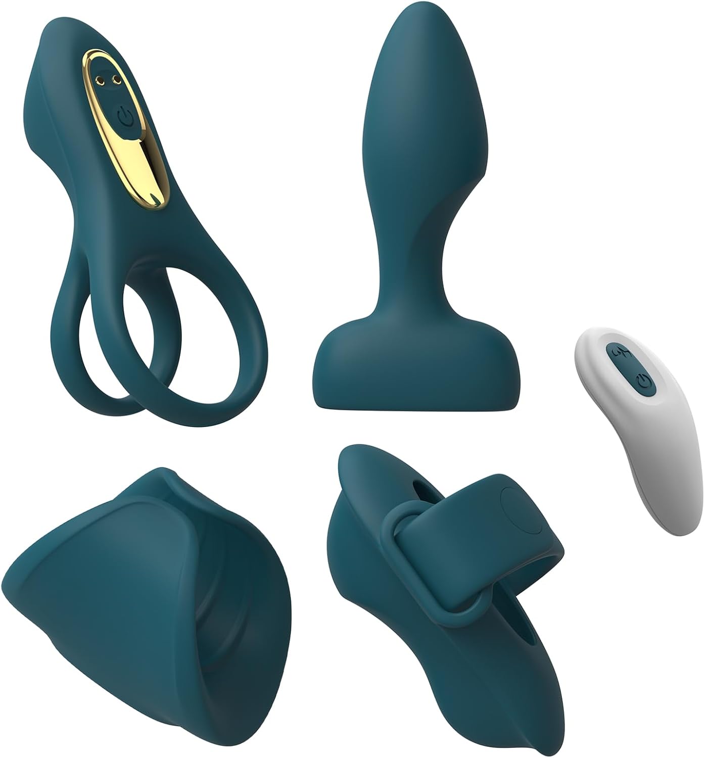 Vibrator Kit for Couples, Removable Vibrating Bullet with 4 Silicone Attachments (Cock Ring, Wearable Panty, Butt Plug, Penis Stroker) — Remote Control Adult Sex Toys for Women & Partner